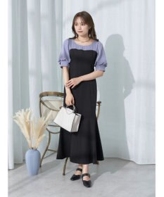 earth music&ecology パイピング衿付きドッキングワンピース