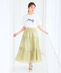 Feroux 【洗える】リボン刺繍 Tシャツ