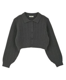 earth music&ecology 襟付きケーブルニットジャケット