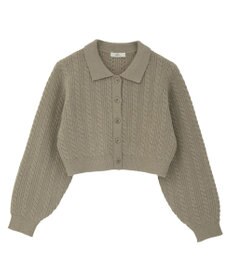 earth music&ecology 襟付きケーブルニットジャケット