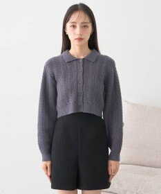 earth music&ecology 襟付きケーブルニットジャケット