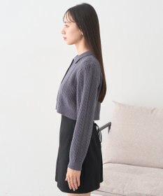 earth music&ecology 襟付きケーブルニットジャケット