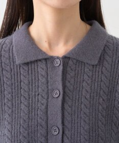 earth music&ecology 襟付きケーブルニットジャケット