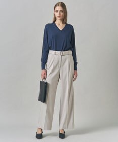 ICB L 【裏起毛】 ウォームサテン ワイドストレートパンツ