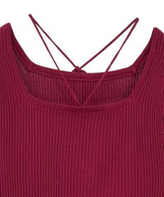 earth music&ecology 【洗濯機洗い可】スクエアホルターネックリブプルオーバー