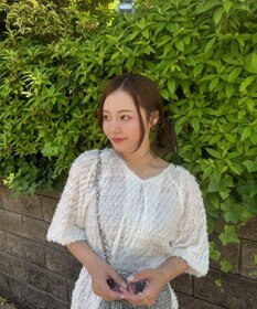 Green Parks AnriettMusee カットジャガードタックブラウス