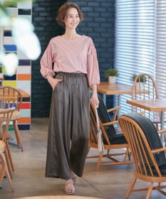 自由区 L 【洗える】ストレッチシャーティング ブラウス