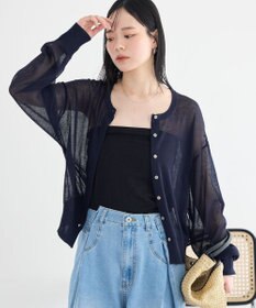earth music&ecology 【WEB限定】接触冷感シアークルーニットカーディガン