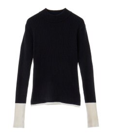 CRAFT STANDARD BOUTIQUE 洗える/とてもち配色モックネックリブニットプルオーバー/24AW