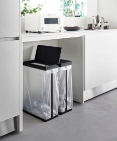 tower スリム蓋付き分別ゴミ袋ホルダー タワー 45L 横開き 2個組 ブラック