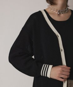 GRACE CONTINENTAL メッシュラインニットカーディガン