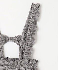 ANY KIDS フリル チェック サロペット