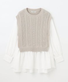 ANY 【洗濯機可・前後差あり】レイヤードブラウスニット