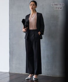 ICB L 【新色追加・WEB限定】BackSatinAmunzen 5分袖キーネックブラウス