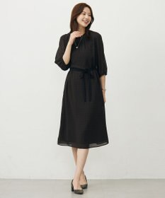 J.PRESS LADIES L 【洗える】ドットフロッキープリント ワンピース