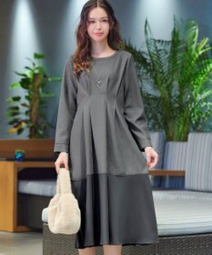 Tiaclasse L 【洗える】リップルコンビワンピース