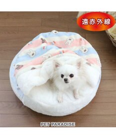 PET PARADISE リサとガスパール 丸型 遠赤外線 寝袋 カドラー《ポップ柄》 (50cm)