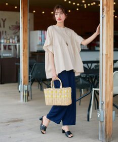 Tiaclasse 【洗える】ギャザー切り替えフレアプルオーバー