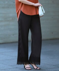 ICB 【先行予約】レースコンビダルサテン ワイドストレートパンツ