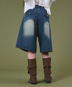 WEGO バックフラップポケットデニムハーフパンツ