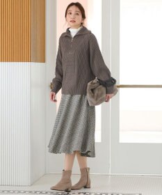 ANY 【ウエストゴム】ループツイードヘリンボーンフレアスカート