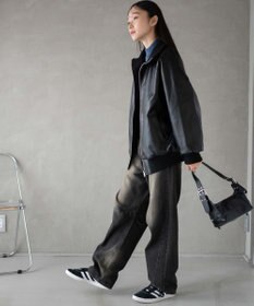 WEGO ヴィンテージライクFレザーRVブルゾン