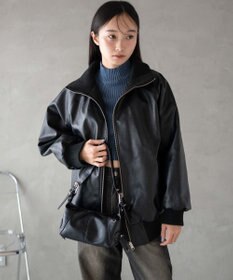 WEGO ヴィンテージライクFレザーRVブルゾン