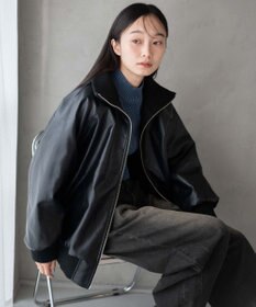 WEGO ヴィンテージライクFレザーRVブルゾン