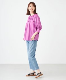 SHARE PARK LADIES コットンサテンランタンスリーブブラウス