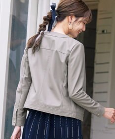 Tiaclasse L 【本革】ノーカラーシープレザージャケット