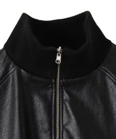 WEGO ヴィンテージライクFレザーRVブルゾン