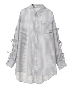 earth music&ecology 袖スリットリボンロングシャツ