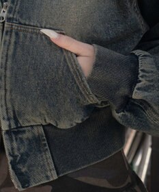 WEGO デニムショートフードブルゾン