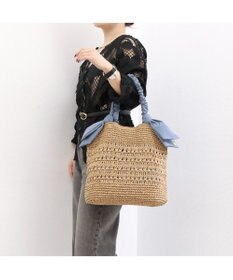UNBILLION カシュカシュ cachecache / 下がりリボン柄編みトート カゴバッグ