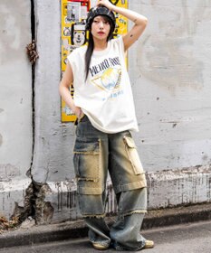 WEGO 【ユニセックス着用ITEM/MLサイズ展開】ヴィンテージライクグラフィックノースリーブ