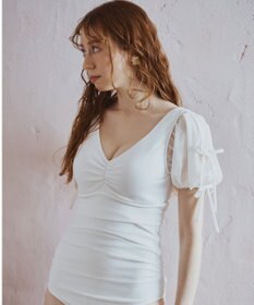 San-ai Resort（三愛水着楽園） 【San-ai Resort×PEACH JOHNコラボ】【ナイスバディ水着】パフスリーブワイヤービキニ　9M・11L　【San-ai Resort（サンアイリゾート）】