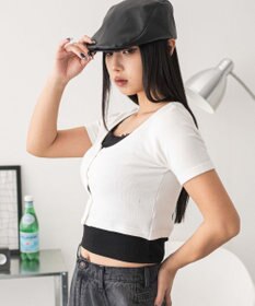 WEGO レースキャミレイヤード風ちびT