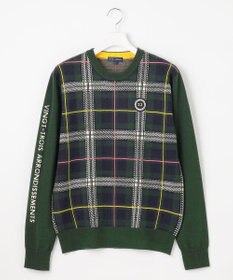 23区GOLF 【MEN】チェックジャガード　クルーネック  ニット
