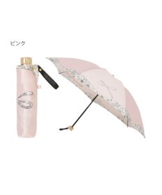 MOONBAT 【簡単開閉】ランバン オン ブルー (LANVIN en Bleu) リボン 花柄 折りたたみ傘 サテンプリント