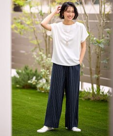 ANY 【ウエストゴム】リネンレーヨンワイドパンツ