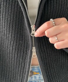 WEGO ラインリボンダブルジップニットパーカー