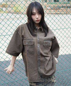 WEGO 【ユニセックス着用ITEM/MLサイズ展開】カラーデニムシャツ（SS）