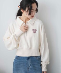 WEGO ハーフZIP襟付きショートスウェット