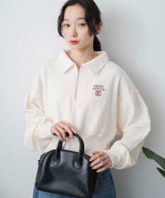 WEGO ハーフZIP襟付きショートスウェット