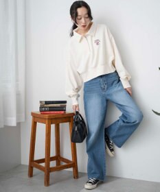 WEGO ハーフZIP襟付きショートスウェット