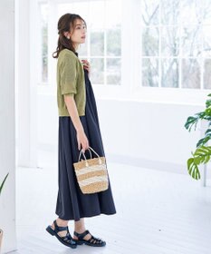 Tiaclasse L 【新色追加・洗える】パフスリーブ透かし編みニットカーディガン