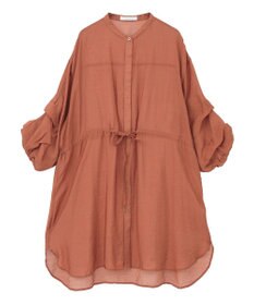 Green Parks バンドカラー比翼タック袖チュニック