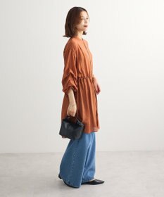 Green Parks バンドカラー比翼タック袖チュニック