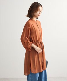 Green Parks バンドカラー比翼タック袖チュニック