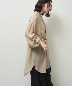 Green Parks バンドカラー比翼タック袖チュニック